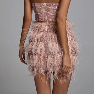 Elegant Pink Feathered Dress